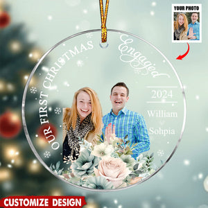 Our First Christmas Married - Personalized Photo Acrylic Ornament, Christmas Gift For Couple