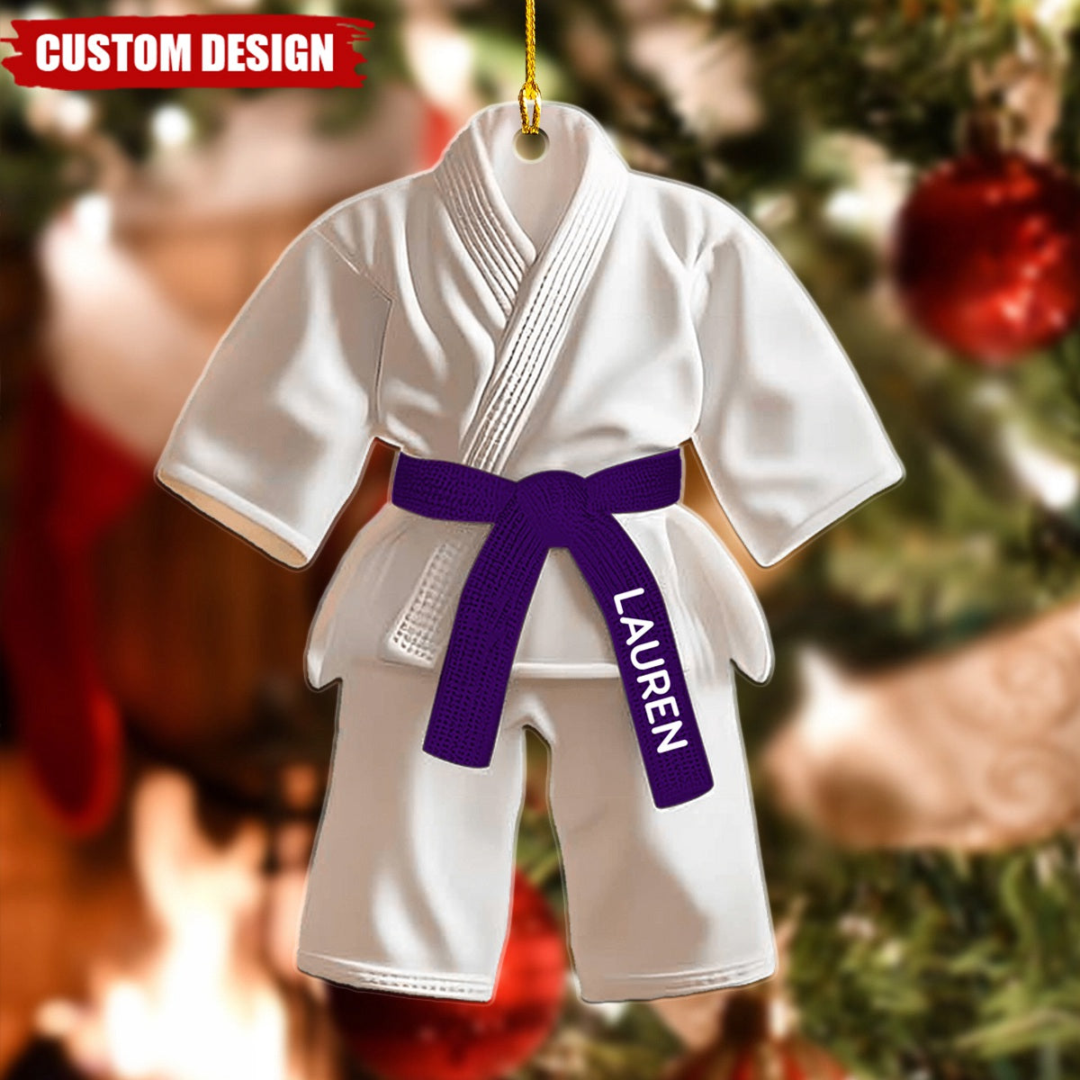 Jiu Jitsu Uniform Black Belt Custom Name Ornament - Christmas Gifts For Jiu Jitsu, Karate Lovers