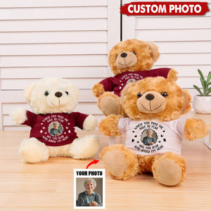 When You Miss Me Hug This Bear - Personalized Cute Plush Stuffed Memory Bear with Photo Shirt Memorial Gift