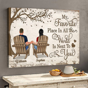 Back View Couple Sitting Under Tree - Personalized Horizontal Poster, Anniversary Gift