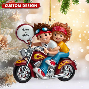 Gift For Motorcycle Couple - Personalized Acrylic Ornament, Mr and Mrs Ornament