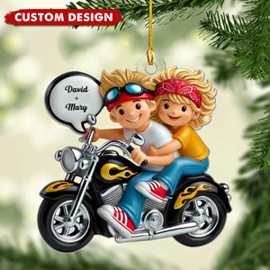 Gift For Motorcycle Couple - Personalized Acrylic Ornament, Mr and Mrs Ornament