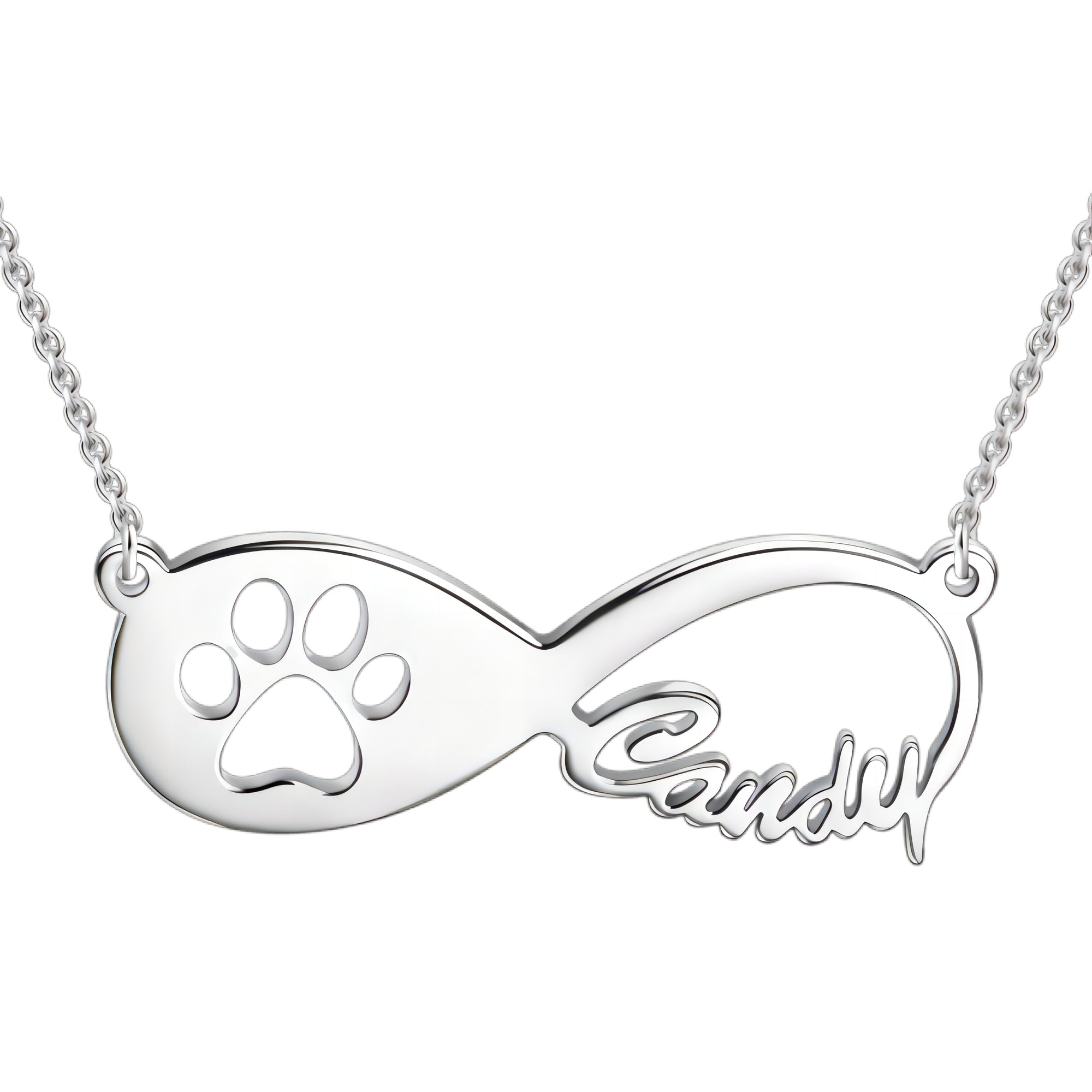 Personalized Cute Pet Paw Infinity Necklace