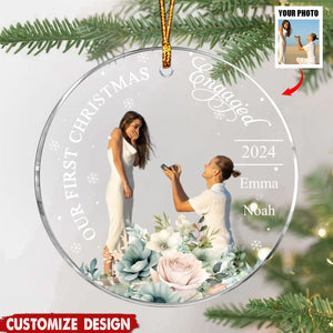 Our First Christmas Married - Personalized Photo Acrylic Ornament, Christmas Gift For Couple