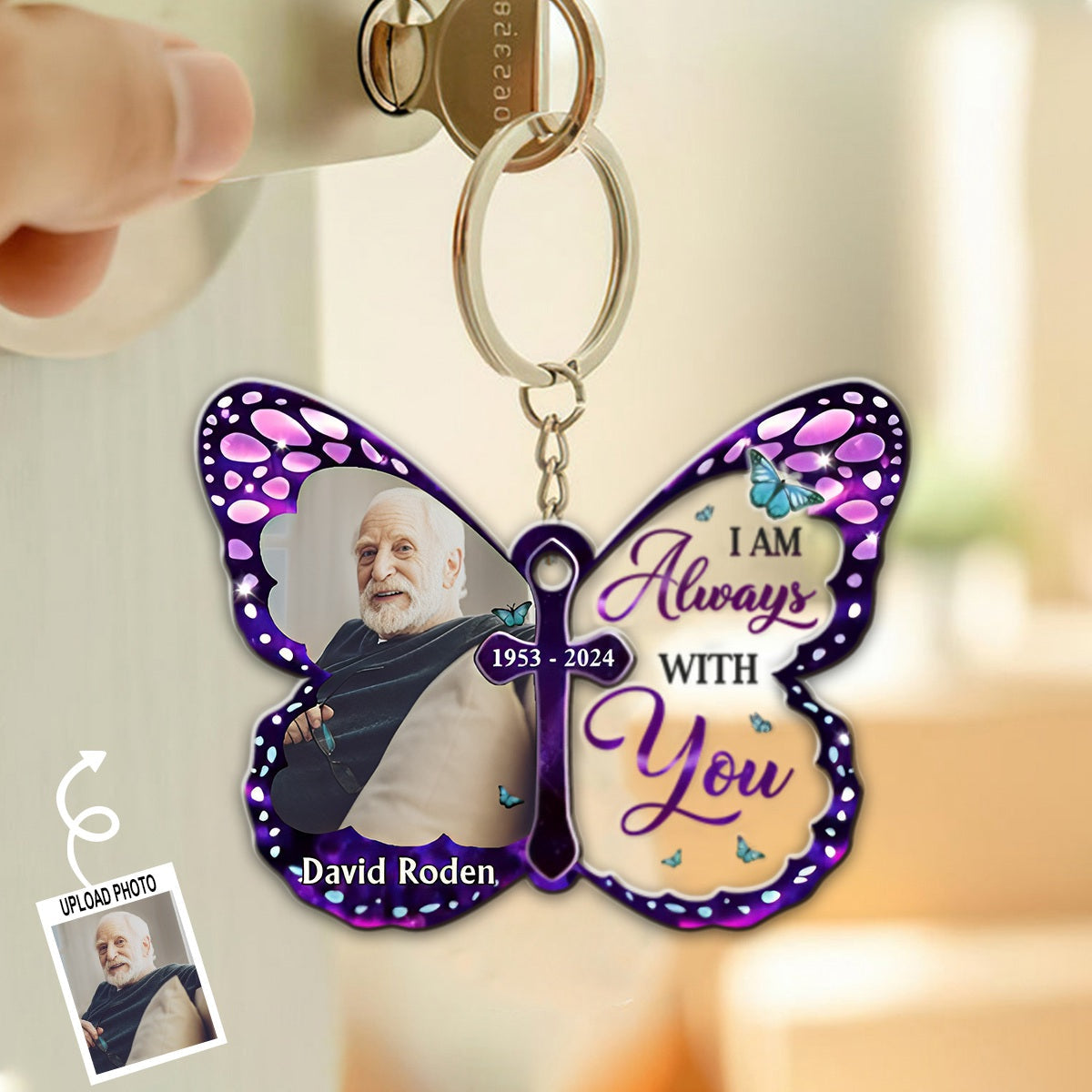 Memorial Personalized Keychain - Acrylic Custom Butterfly Shaped - Sympathy Gif For Family Members