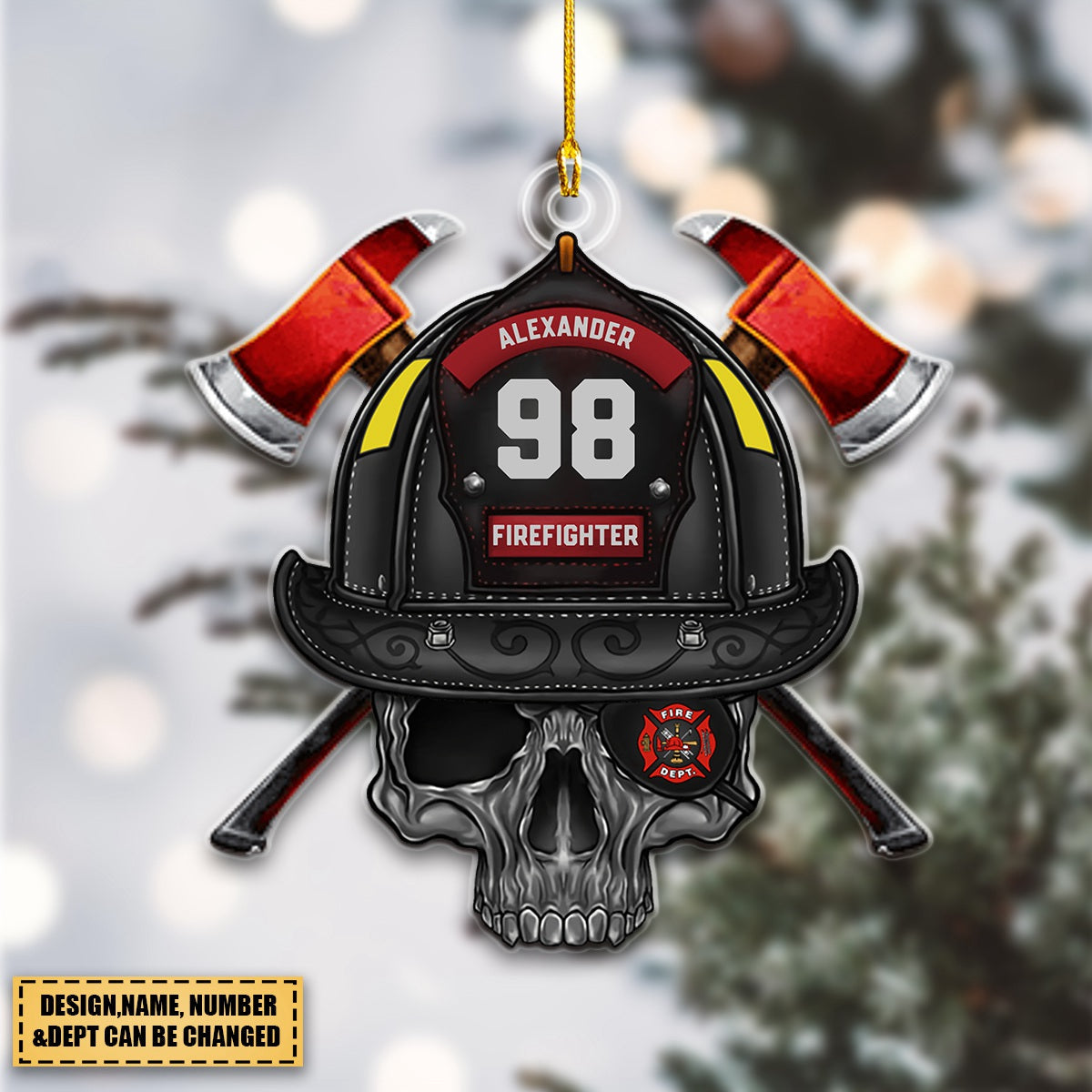 Fire Pride Duty Honor Fireman Firefighter Personalized Acrylic Ornament