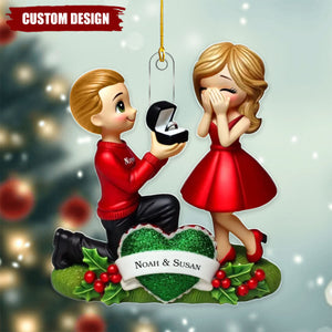 Personalized Newly Engaged Ornament, She Said Yes! - Custom Just Engaged Gifts for Couples