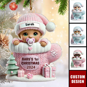 Baby In Mitten - Baby's First Christmas Personalized Acrylic Ornament