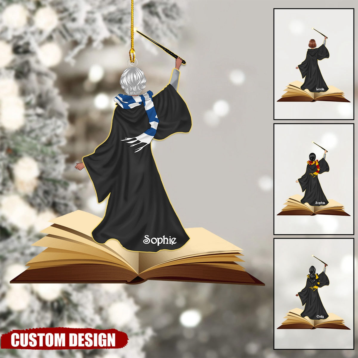 Christmas Gift For Teacher - Custom Name Book Shaped Ornament