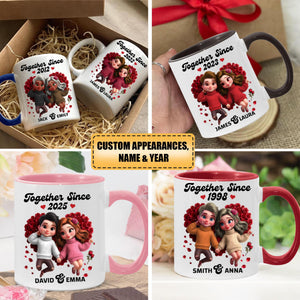 Gift For Couple Together Since Cartoon Style Personalized Ceramic Accent Mug