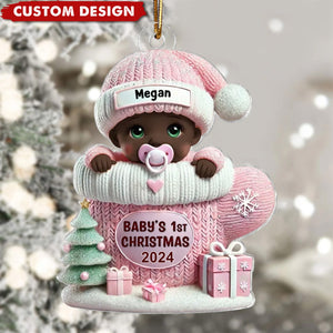 Baby In Mitten - Baby's First Christmas Personalized Acrylic Ornament