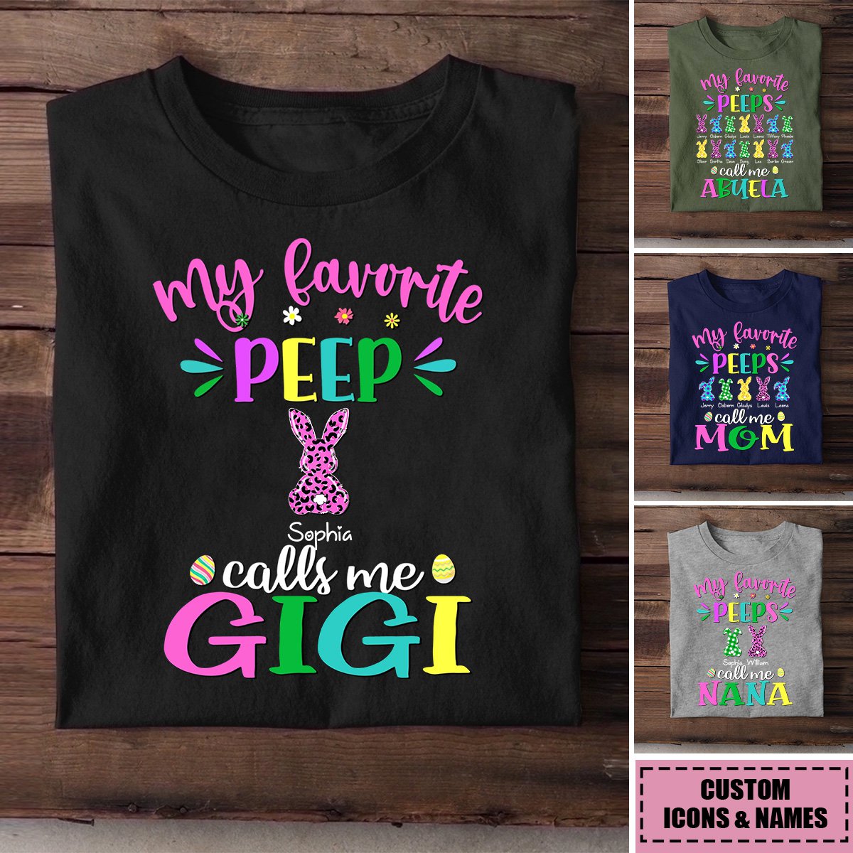 Easter Eggs My Favorite Bunnies Call Me Grandma Personalized T-Shirt Gift For Nana, Mom