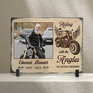 Personalized Motorcycle Memorial Stone Riding With The Angels Keepsake Gift