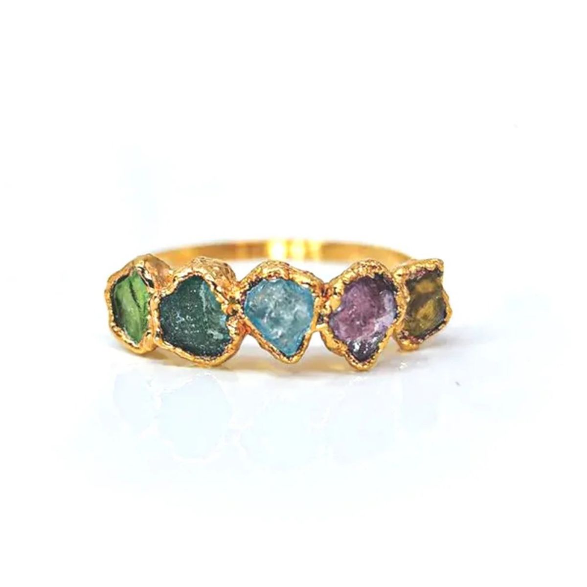 Personalized Grandma Mom Family Vintage Style Raw Birthstone Ring