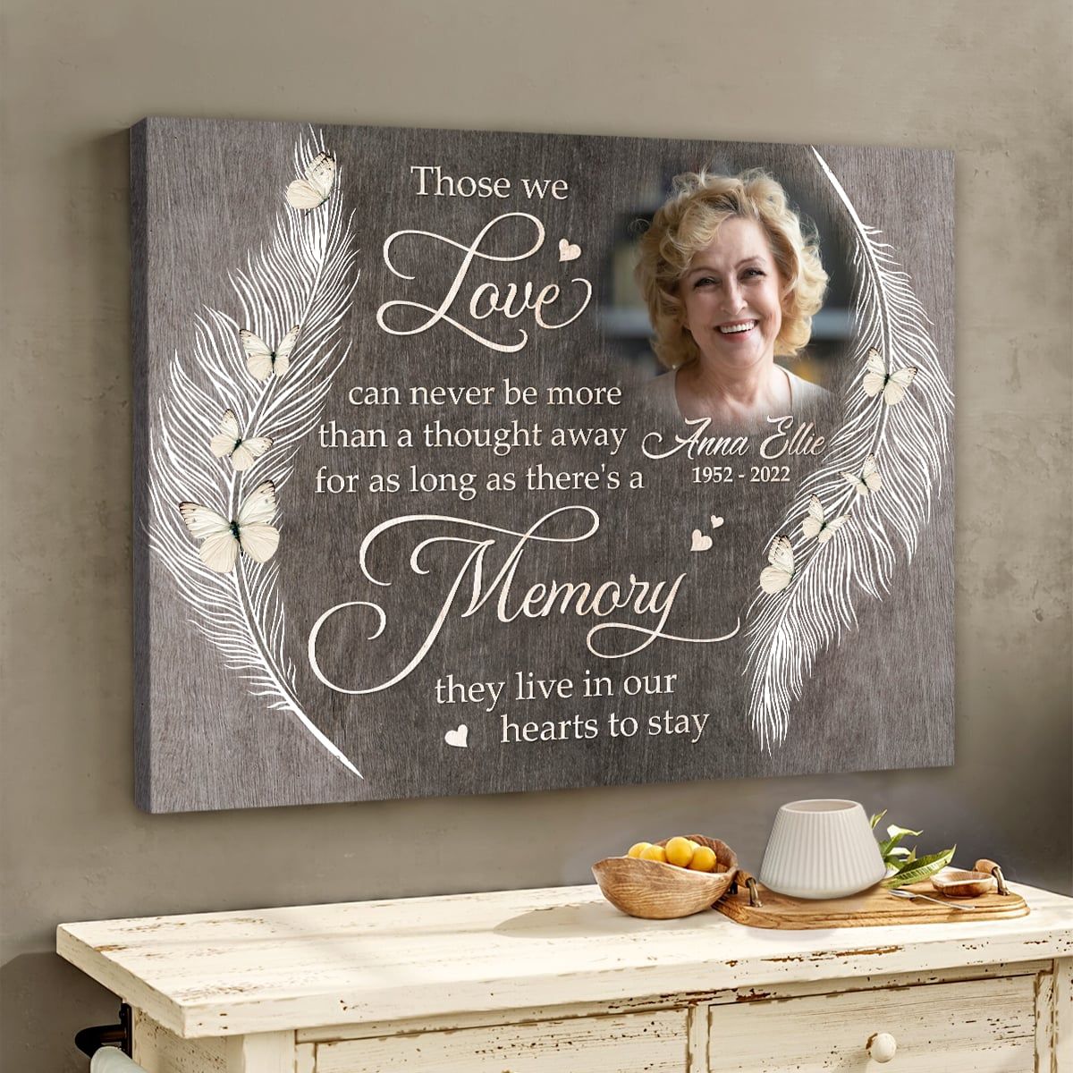 They Live In Our Hearts To Stay Personalized Memorial Photo Canvas/Poster