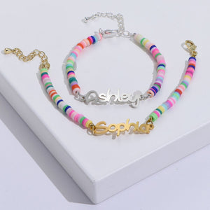 Personalized Kids Name Bracelet with Rainbow chain