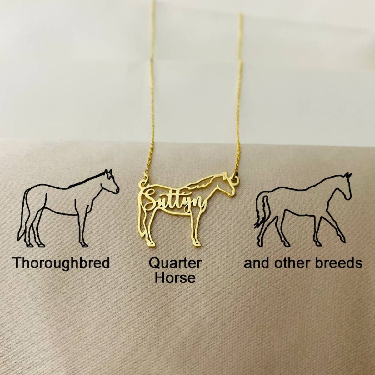 Personalized Horse Silhouette Necklace with Name Gift for Horse Lovers