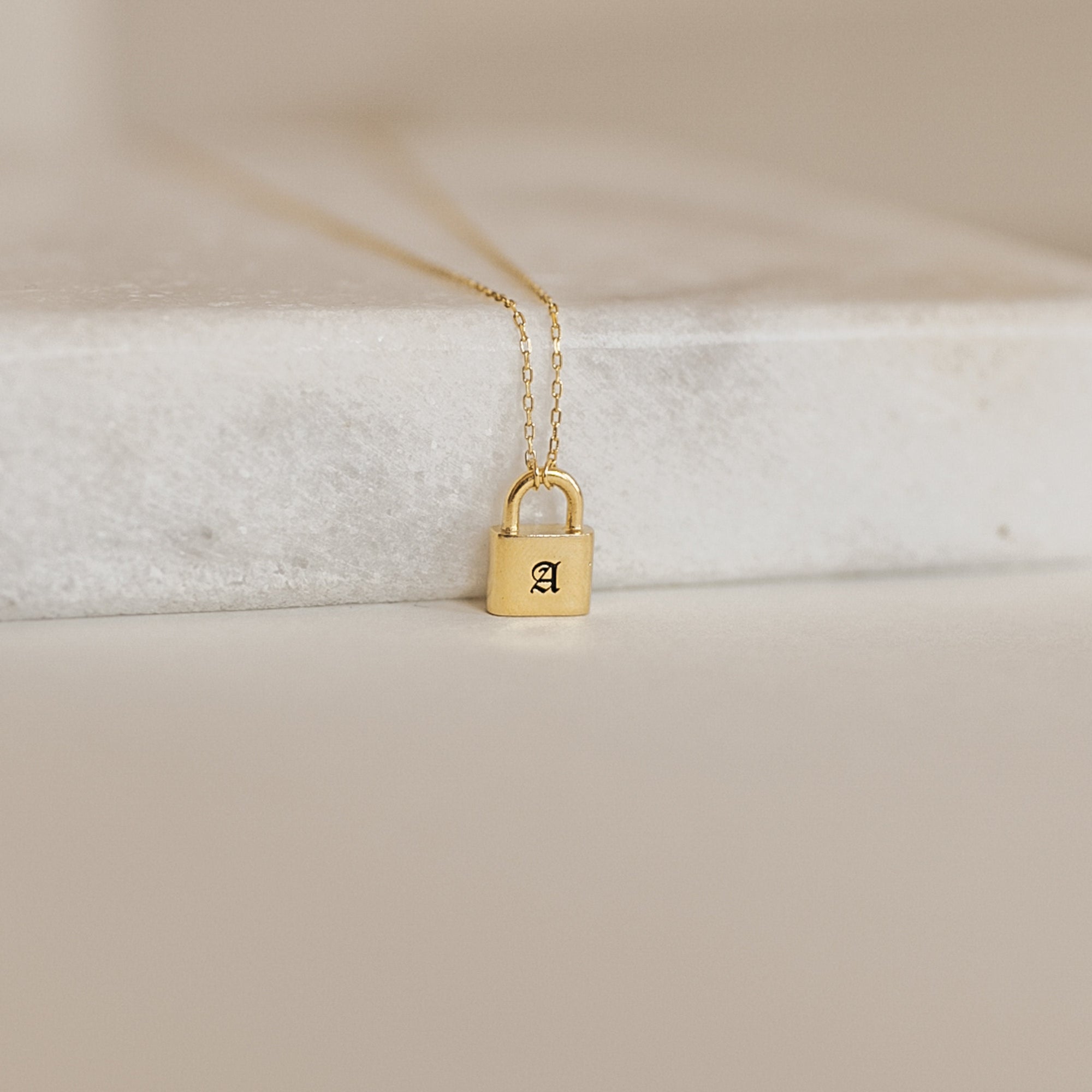 Minimalism Personalized Lock Initial Necklace