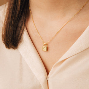 Minimalism Personalized Lock Initial Necklace