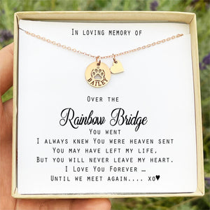 Personalized Rainbow Bridge Loss of Dog Cat Memorial Necklace