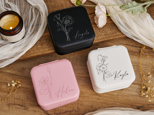 Personalized Name Birth Flower Jewelry Box