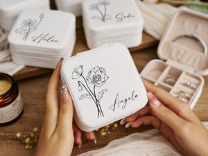 Personalized Name Birth Flower Jewelry Box