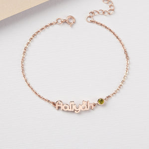 Personalized Baby Name Birthstone Baby Gift Bracelet