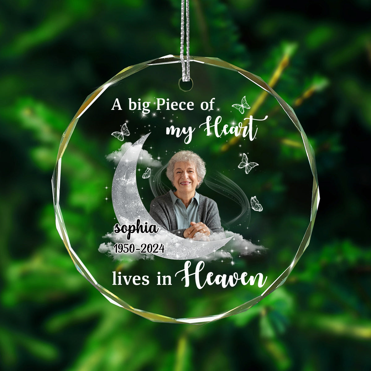 A Big Piece Of My Heart Lives In Heaven Personalized Glass Ornament