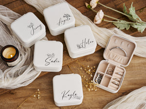 Personalized Name Birth Flower Jewelry Box