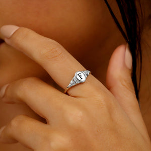 Personalized Ellipsoid Capital Letter Ring, Perfect Gift For Her