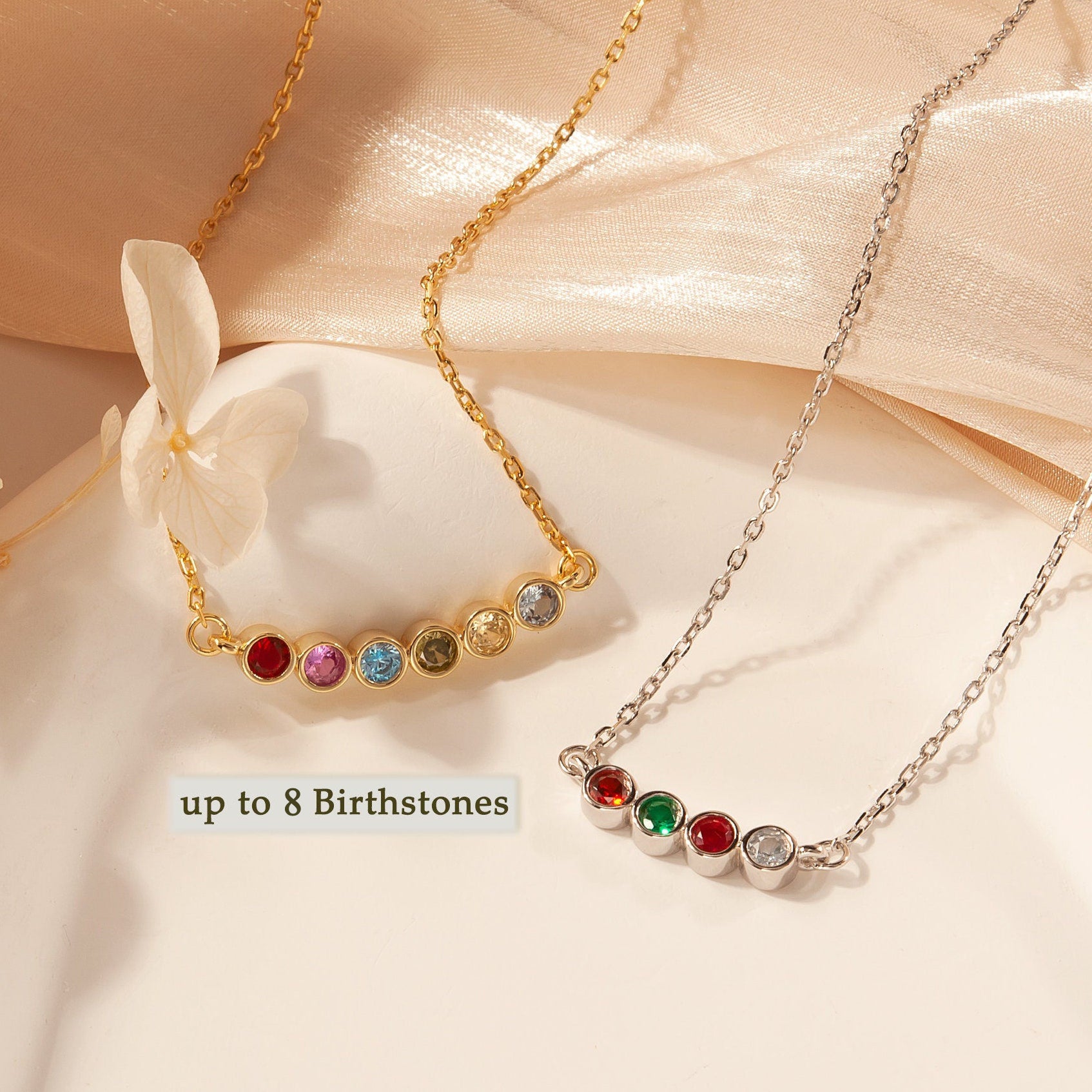 Personalized Family 1-8 Birthstone Necklace