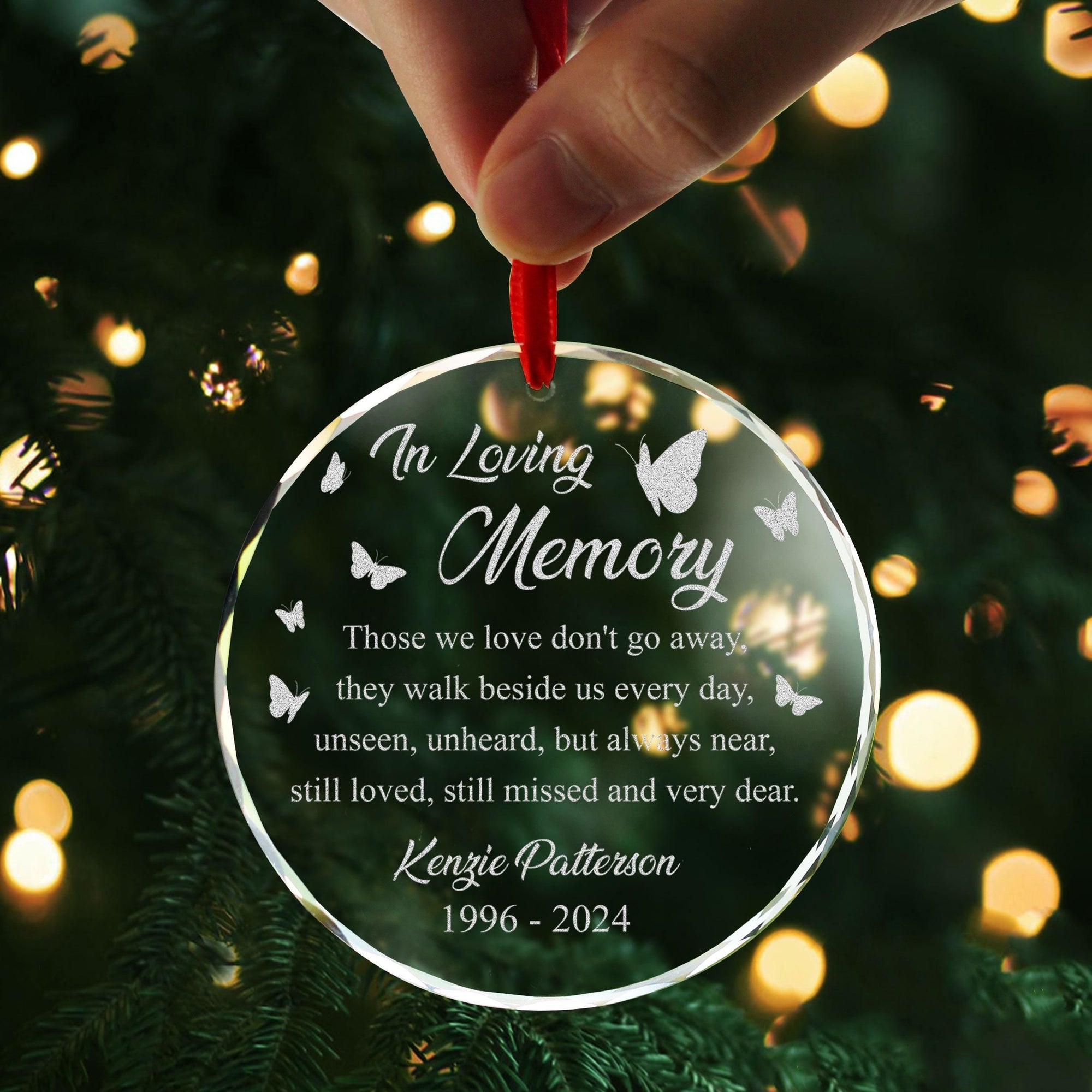 Personalized In Loving Memory Glass Ornament