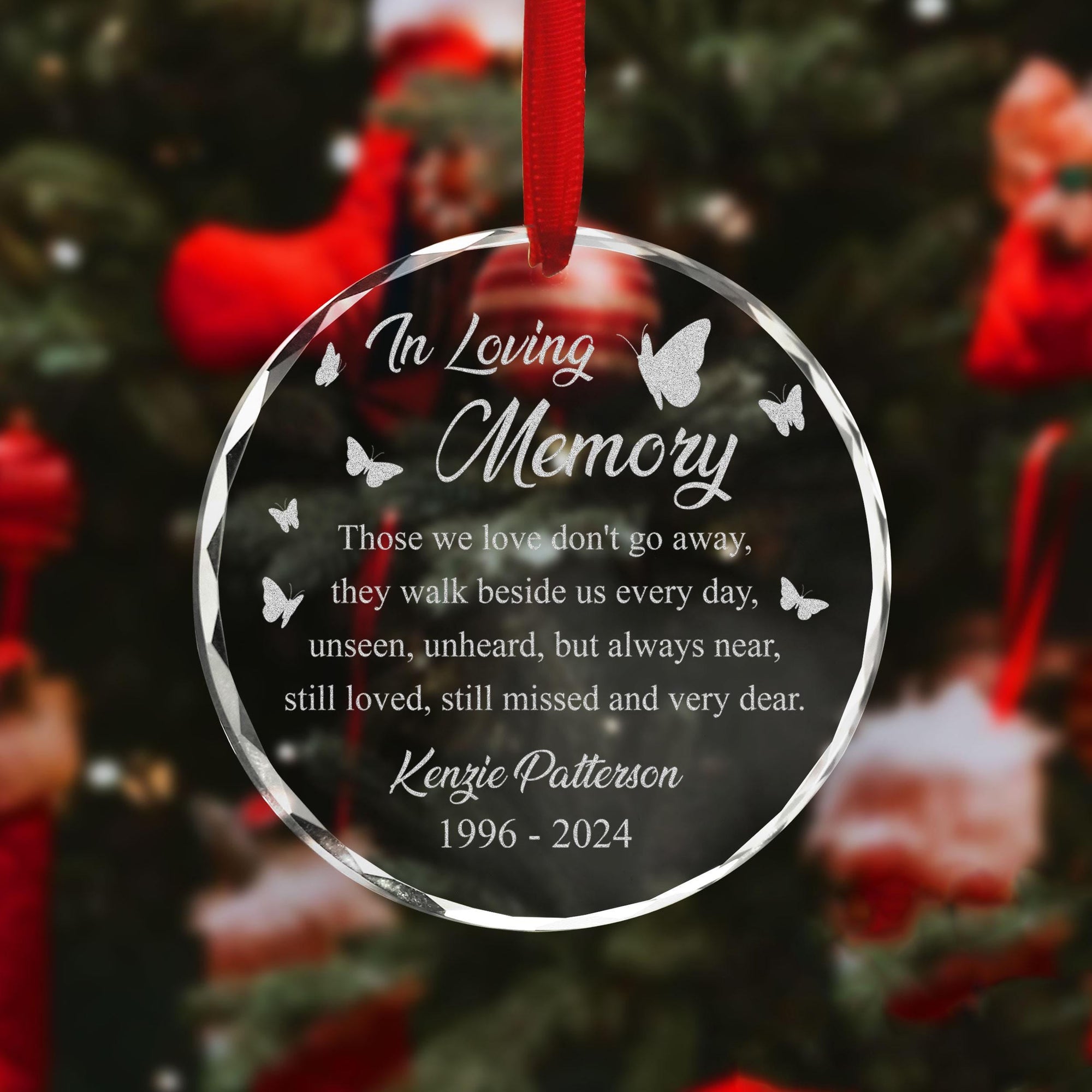 Personalized In Loving Memory Glass Ornament