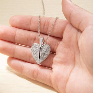 Personalized Heart Shape Angel Wing Photo Locket Necklace Anniversary Birthday Gift for Women