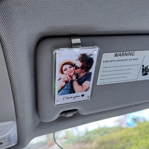 Personalized Custom Photo Acrylic Car Visor Clip, Couples Safe Driving Keepsake