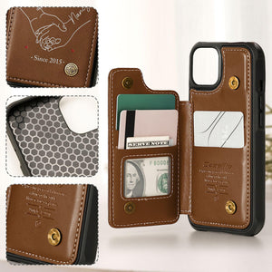 You & Me We Got This, Personalized Leather Flip Wallet Phone Case, Anniversary Gift For Him, Her