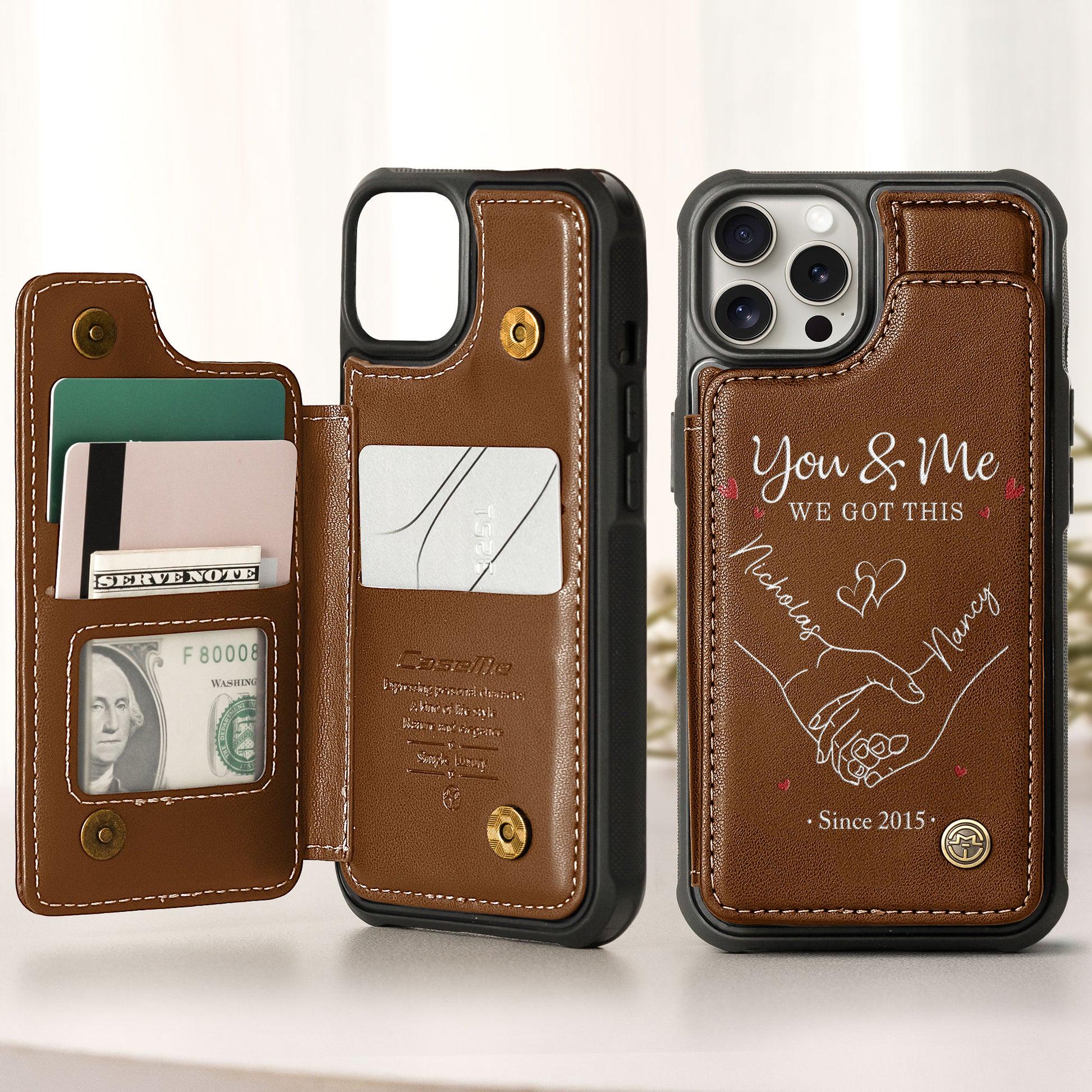 You & Me We Got This, Personalized Leather Flip Wallet Phone Case, Anniversary Gift For Him, Her