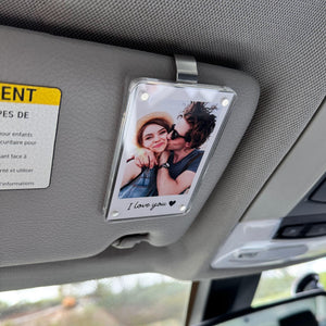 Personalized Custom Photo Acrylic Car Visor Clip, Couples Safe Driving Keepsake