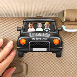 Custom Babies Face Drive Safe - Personalized Wooden Photo Car Visor Clip