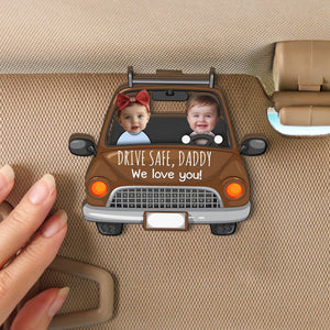 Custom Babies Face Drive Safe - Personalized Wooden Photo Car Visor Clip