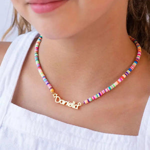 Personalized Kids Name Necklace with Rainbow chain