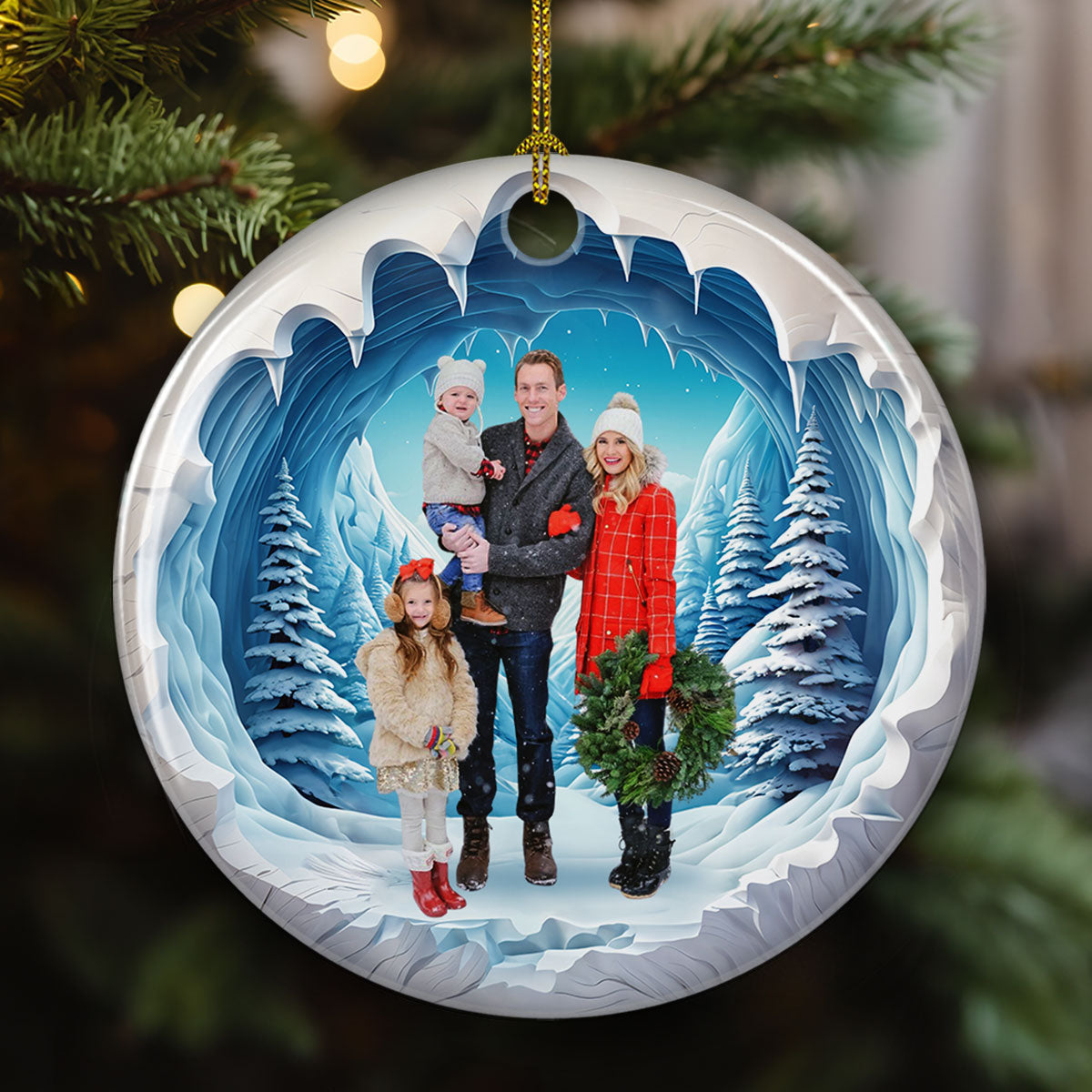 Family Photo Personalized Ceramic Ornament