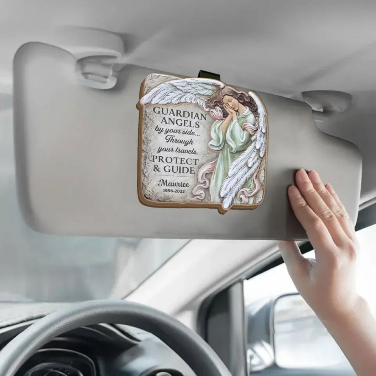 Guardian Angels By Your Side Through Your Travel Protect & Guide - Personalized Car Visor Clip