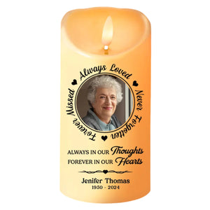 Always In Our Thoughts - Memorial Personalized Custom LED Candle