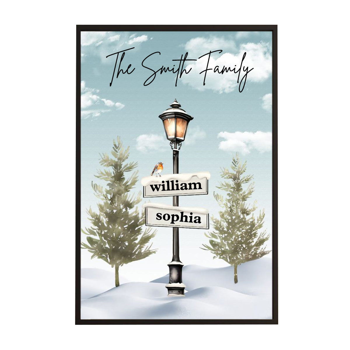 Personalized Family Christmas Tree Sign Post Canvas/Poster