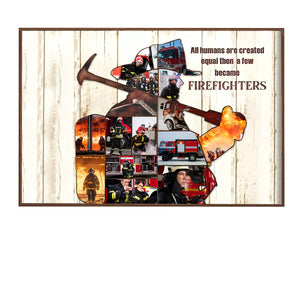 Personalized Fireman Wall Decor Custom Canvas Collage, Firefighter Gift For Him