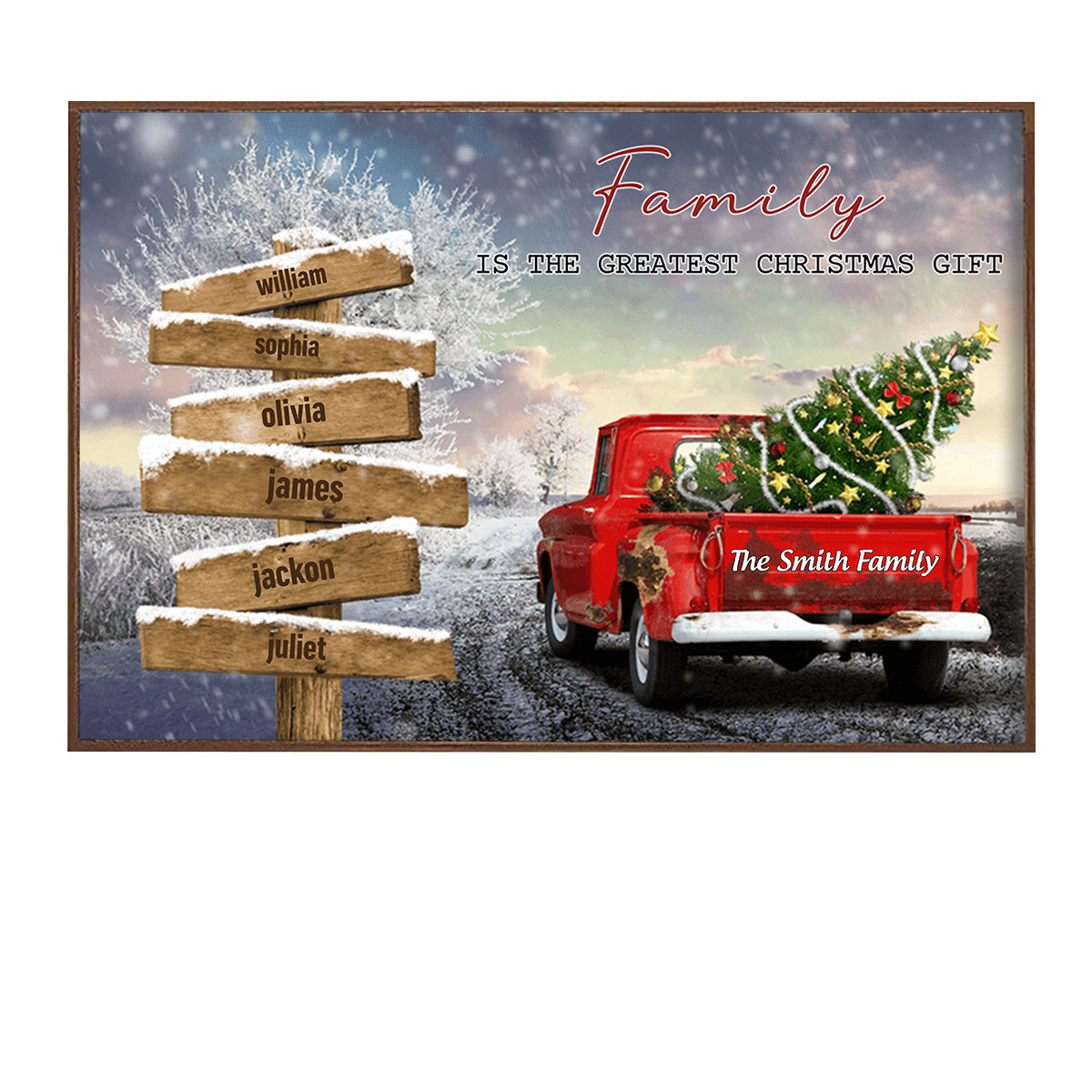 Personalized Snow Scenery Truck Vintage Poster