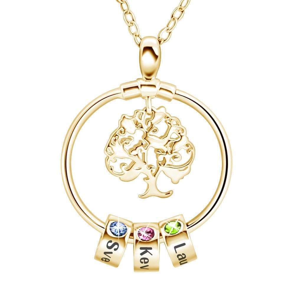 Mother's Day Gift Personalized Family Tree with Name&Birthstone Charms Necklace